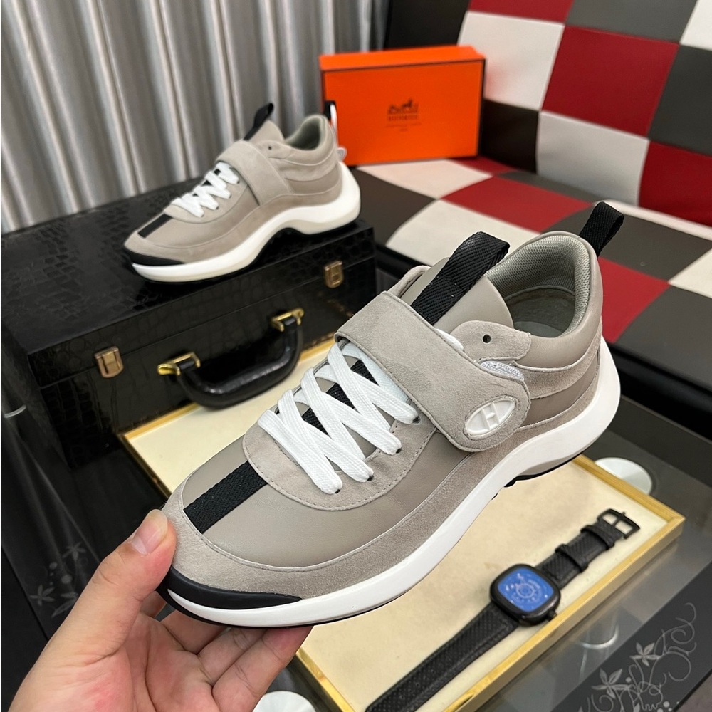 Hermes Gray and Black Men's Sneakers